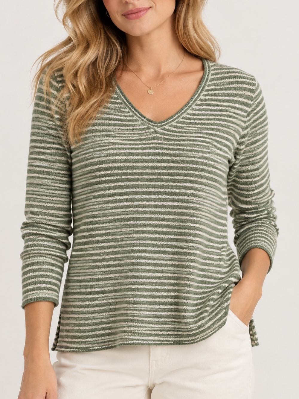 Striped V-Neck light weight sweater